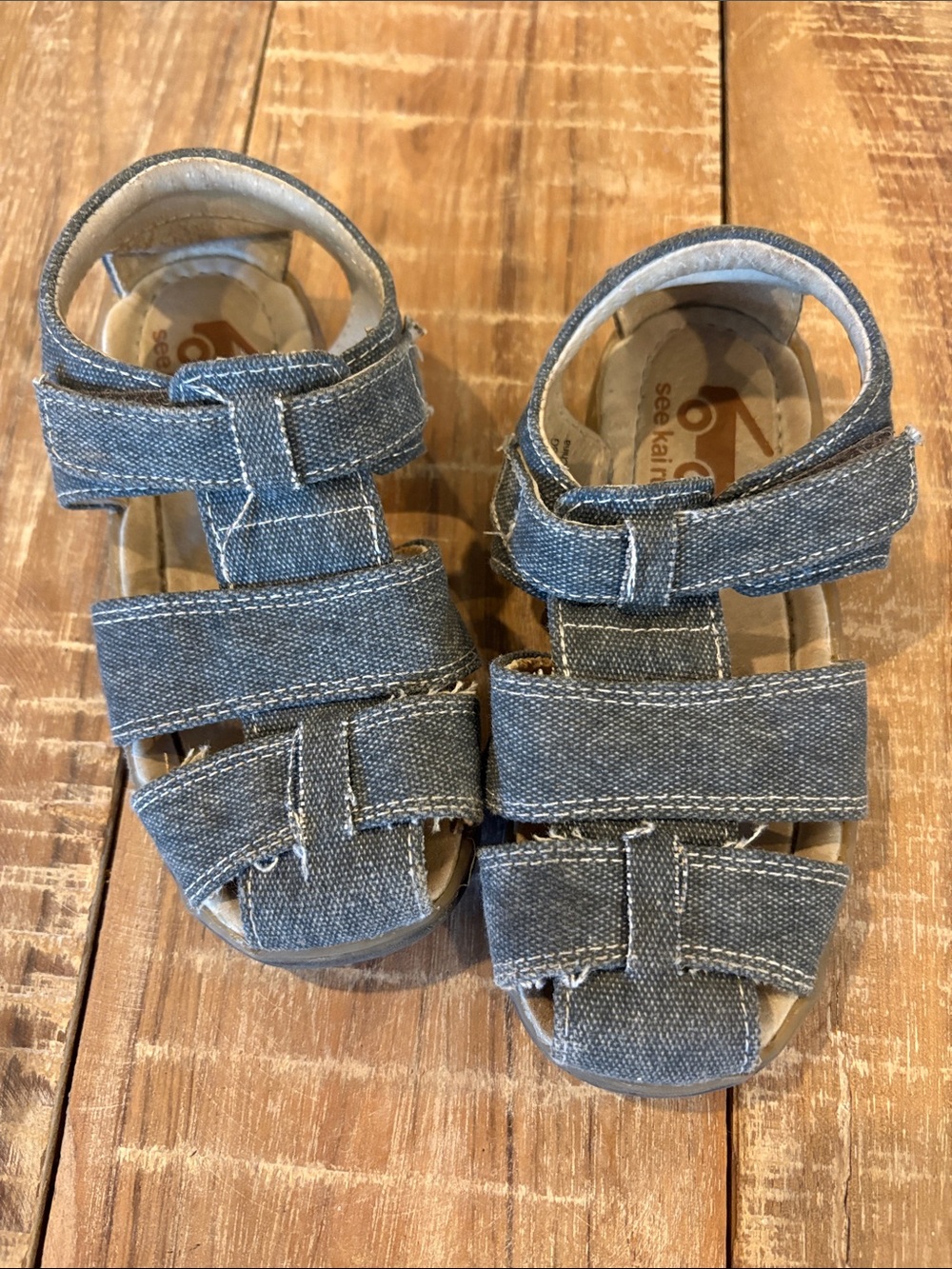 See Kai Run Toddler Blue Canvas Sport Sandals Hook & Loop Comfort Shoes 10